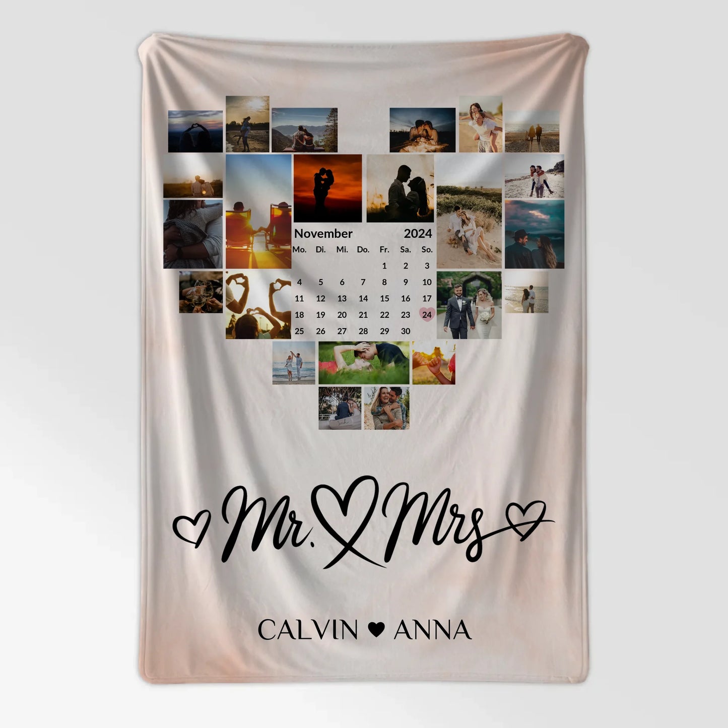 Decke Personalisiert Fotocollage Mr & Mrs Geschenkideen