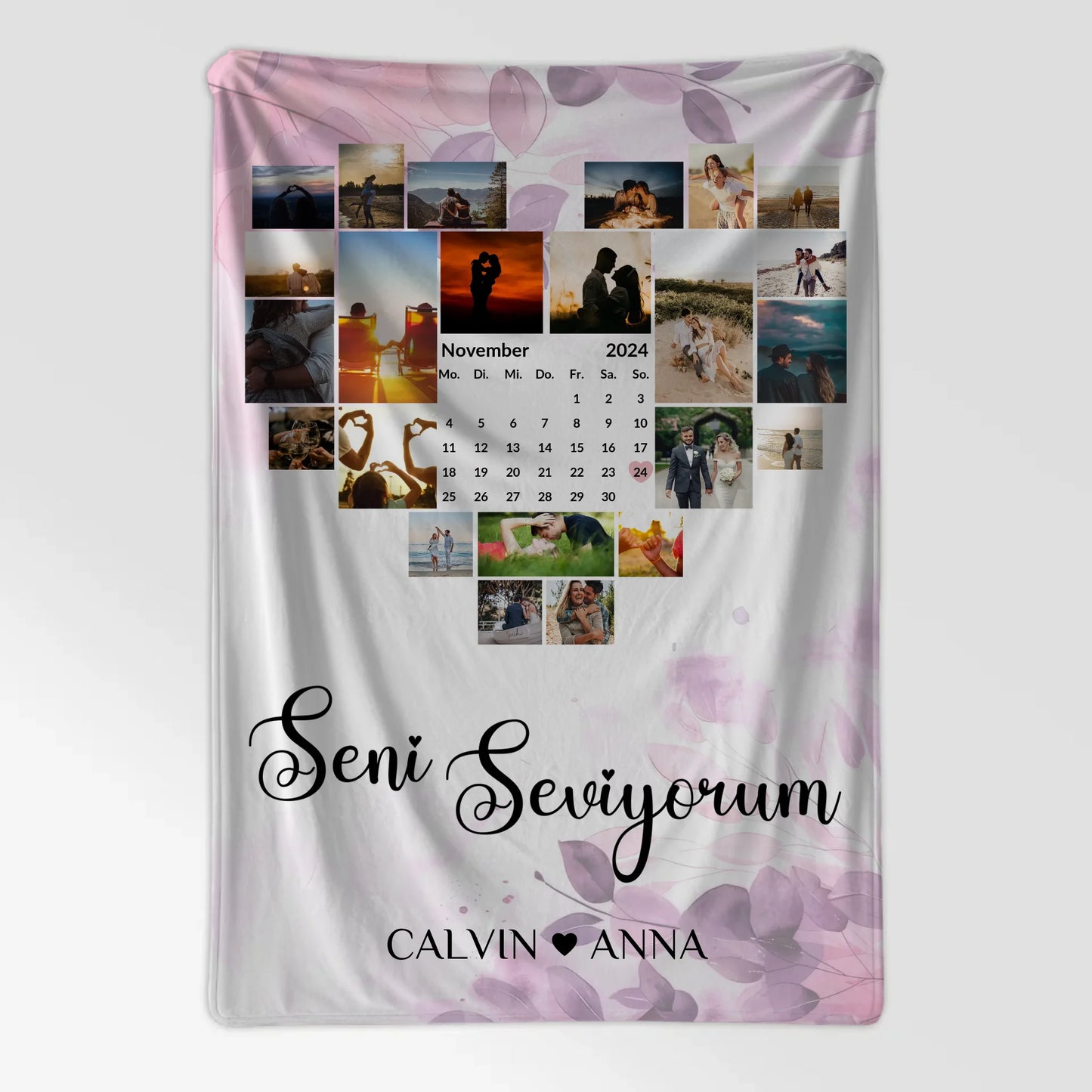 Kuscheldecke Mit Foto Fotocollage Seni Seviyorum Geschenk