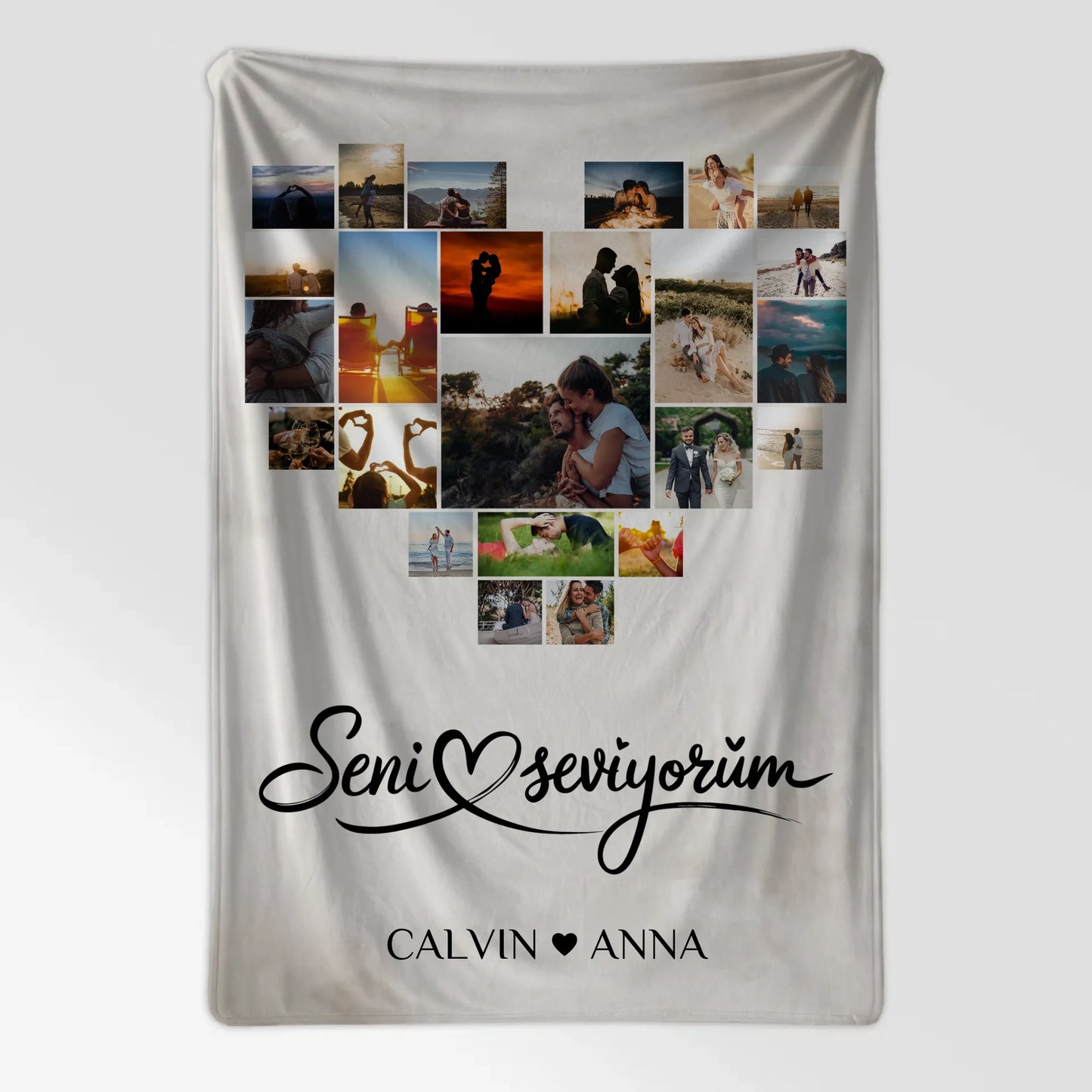 Fotodecke Fotocollage Seni Seviyorum Geschenkideen