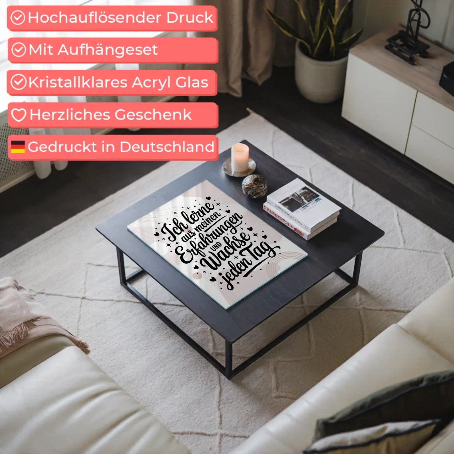 Wandbild Auf Acrylglas Ich Lerne Und Wachse TĂ€glich Spruch Wandbild