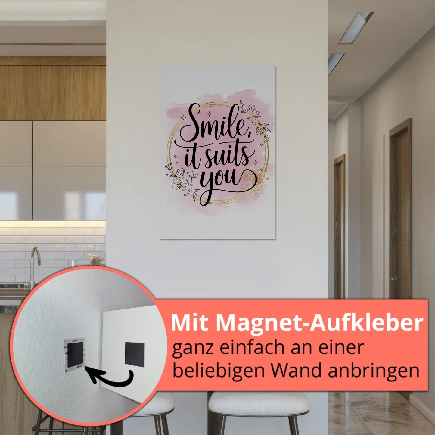 Sprüche Poster Magentisch Smile It Suits You Geschenk