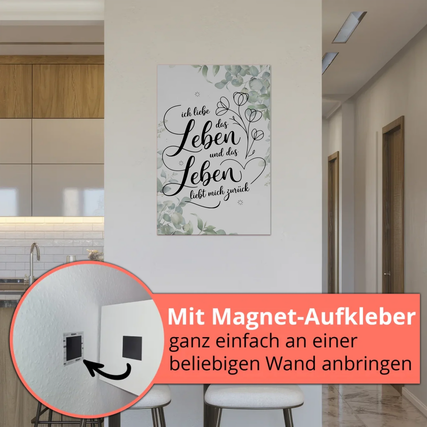 Affirmation Magnet Poster Spruch Ich liebe das Leben