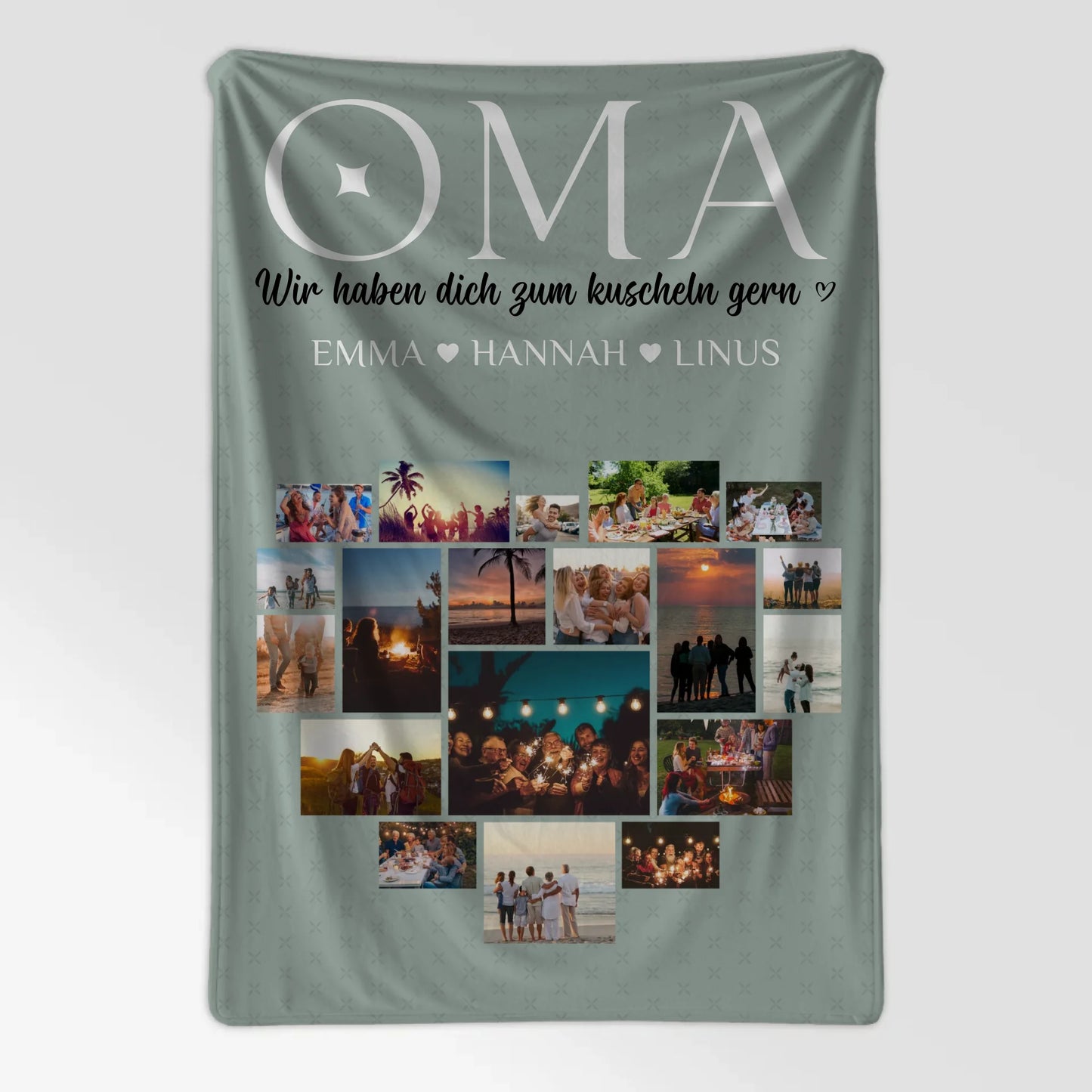 Personalisierte Decke Oma Fotocollage Zum kuscheln gern