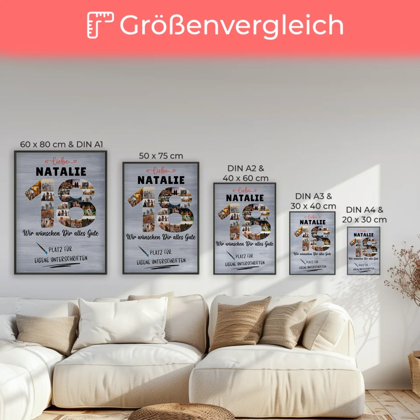 Personalisiertes Poster mit Unterschriften 18 Geburtstag Schwester Tochter Freundin
