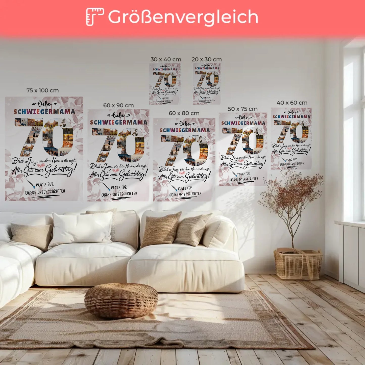 Personalisierte Fotoleinwand Schwiegermama 70 Geburtstag Fotos