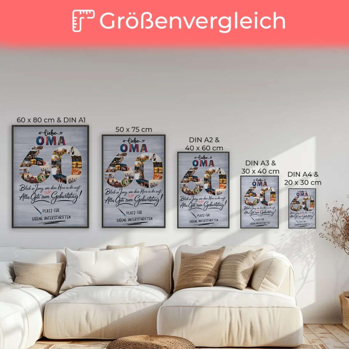 Personalisiertes Poster mit Unterschriften Oma 60 Geburtstag Fotos