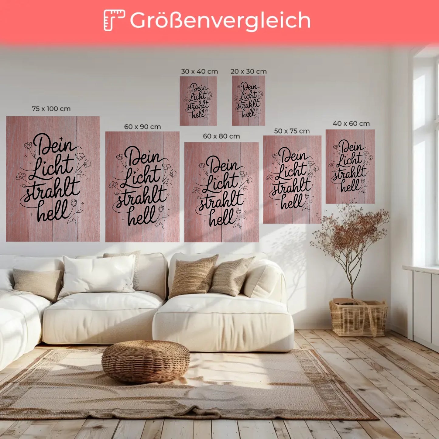 Spruch Leinwand Dein Licht strahlt hell als persönliches Geschenk