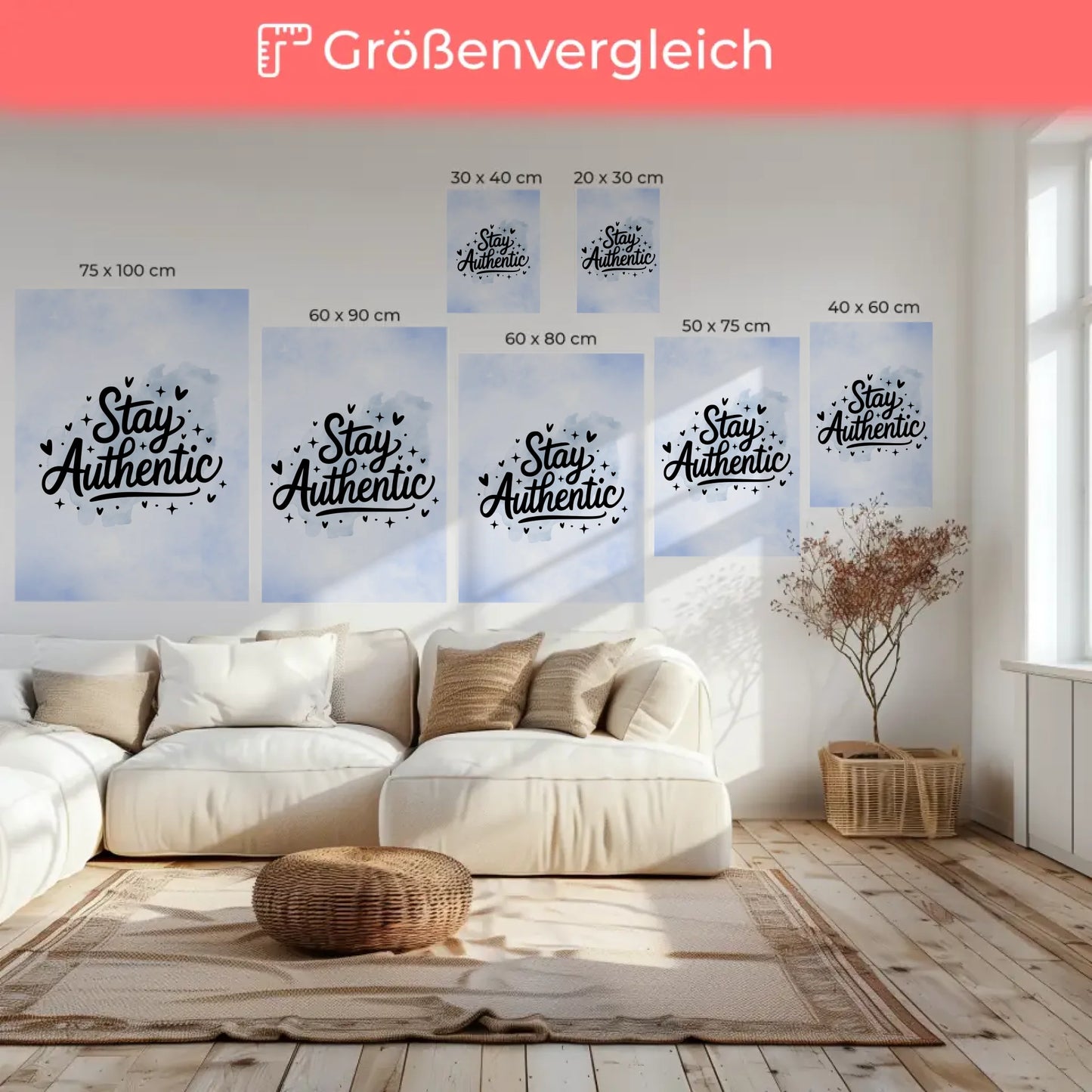 Sprüche Leinwand Stay authentic personalisierte Geschenke