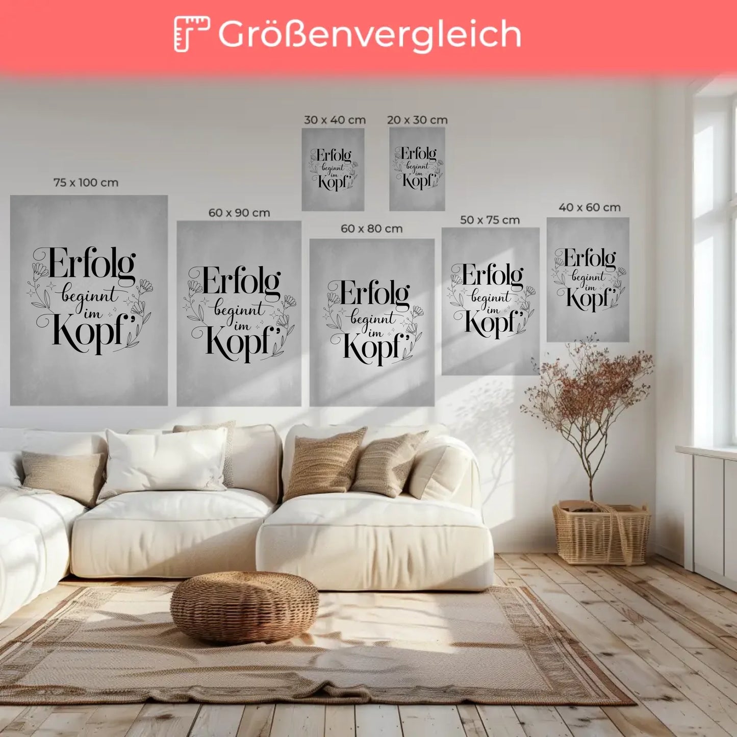 Spruch Leinwand Erfolg beginnt im Kopf personalisiert gestalten