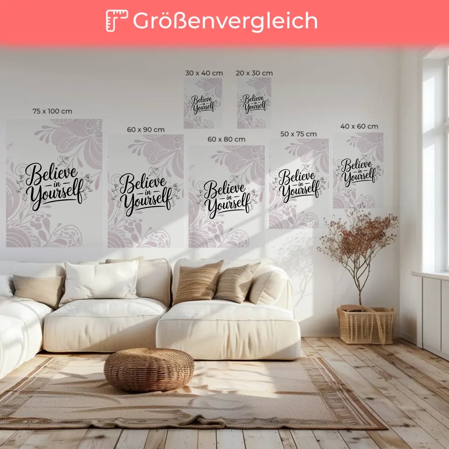 Sprüche Leinwand Believe in yourself für persönliche Geschenke