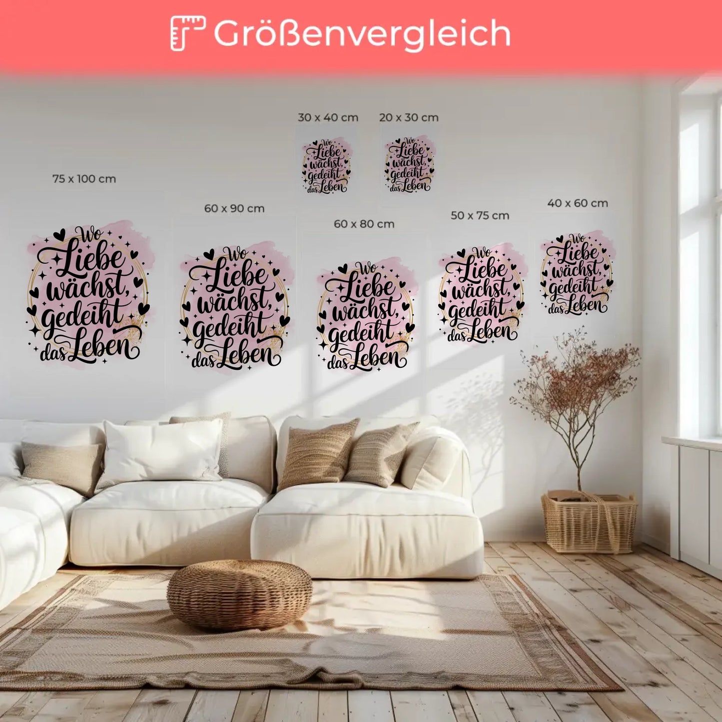 Leinwand Spruch Wo Liebe wächst gedeiht das Leben Geschenk