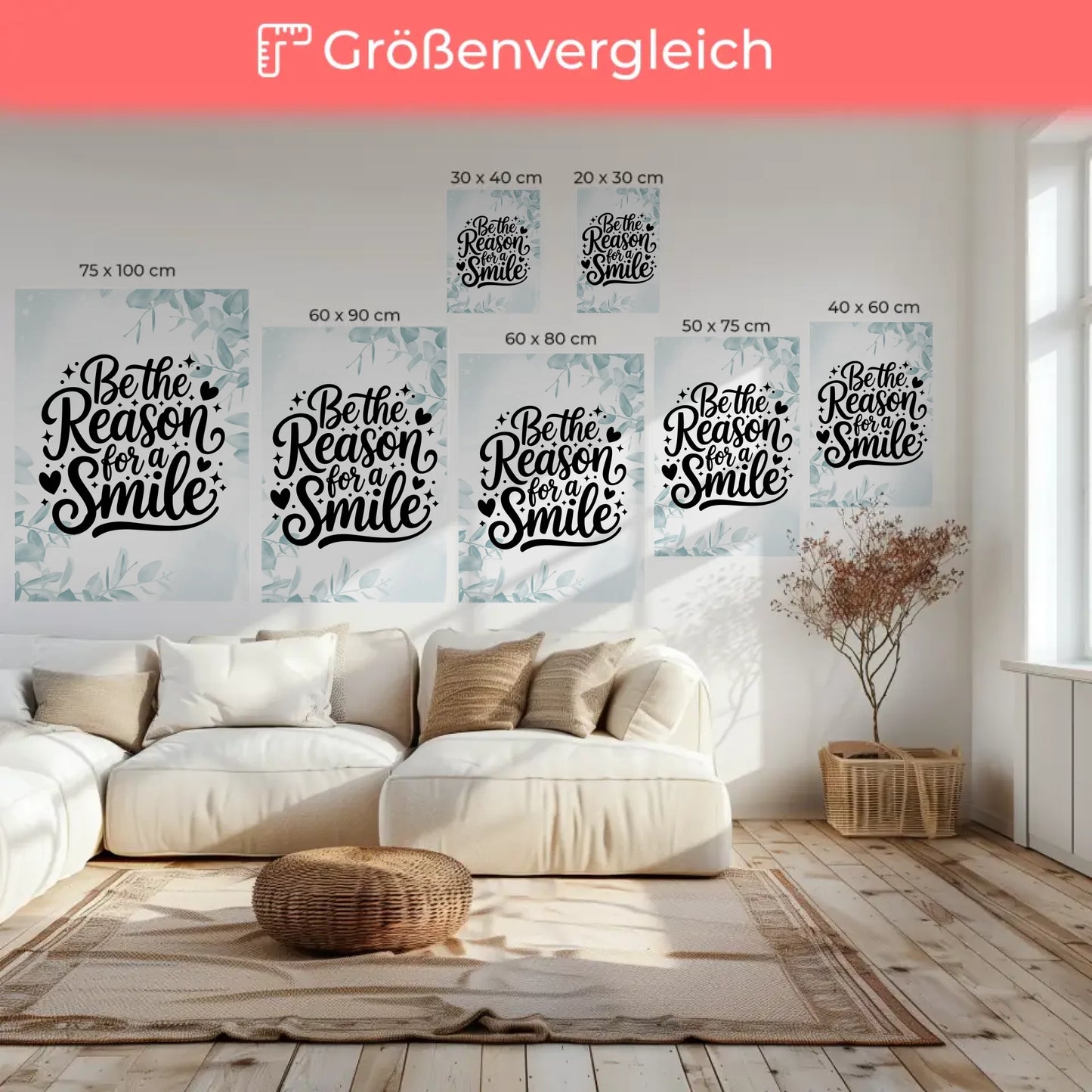 Spruch Leinwand Be the reason for a smile personalisiert