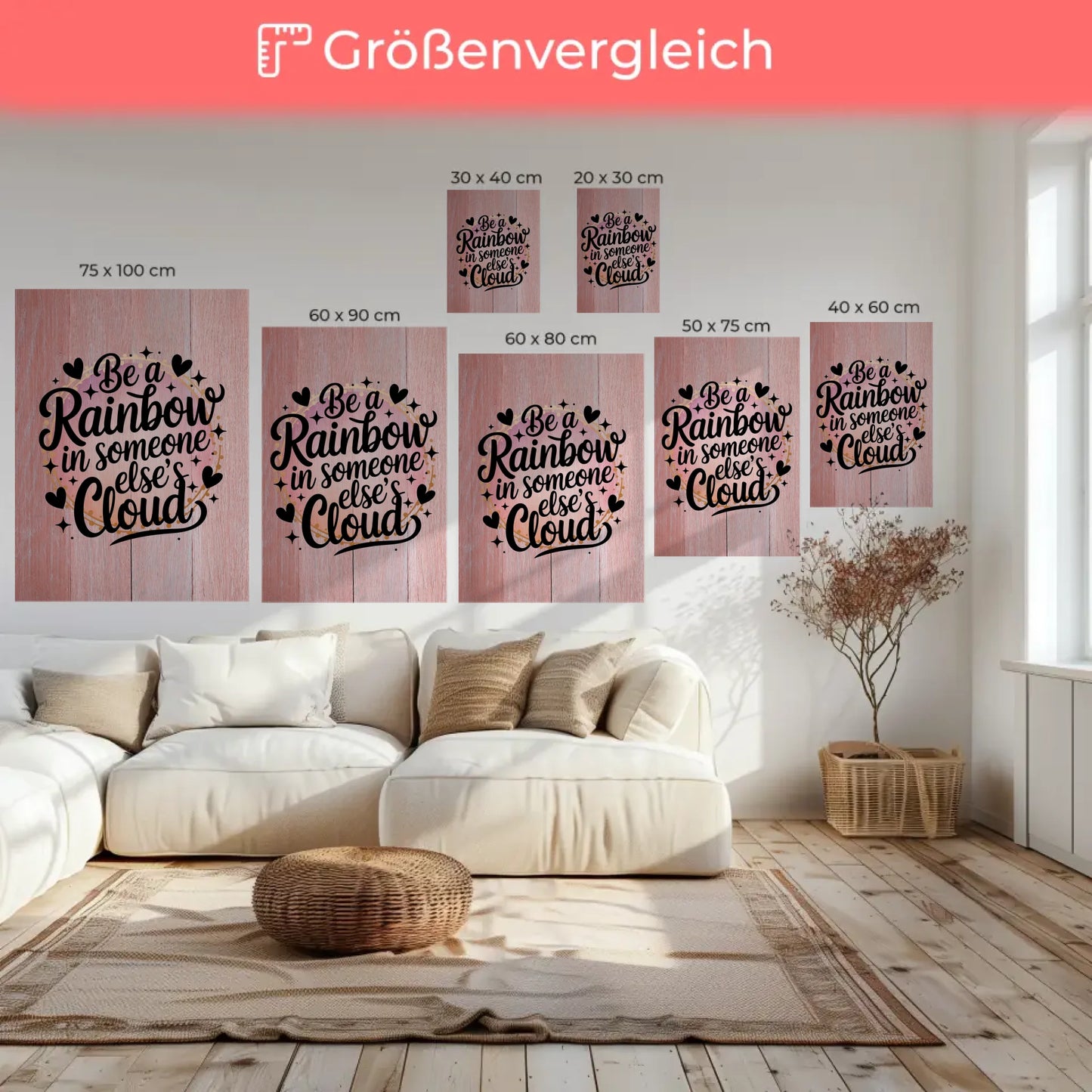 Leinwand Spruch Be a rainbow in someone elseâs cloud Geschenk