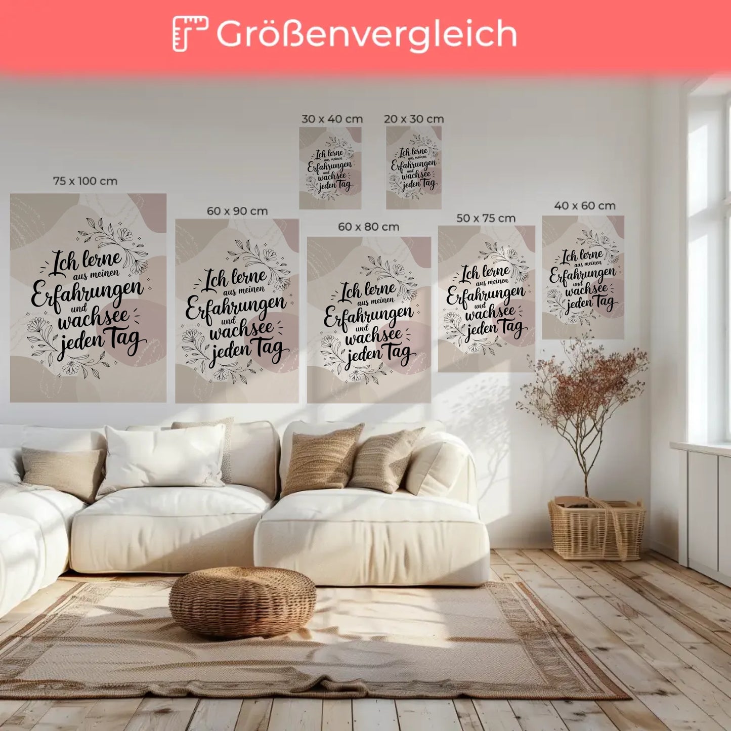 Affirmation Leinwand Spruch Ich lerne aus meinen Erfahrungen