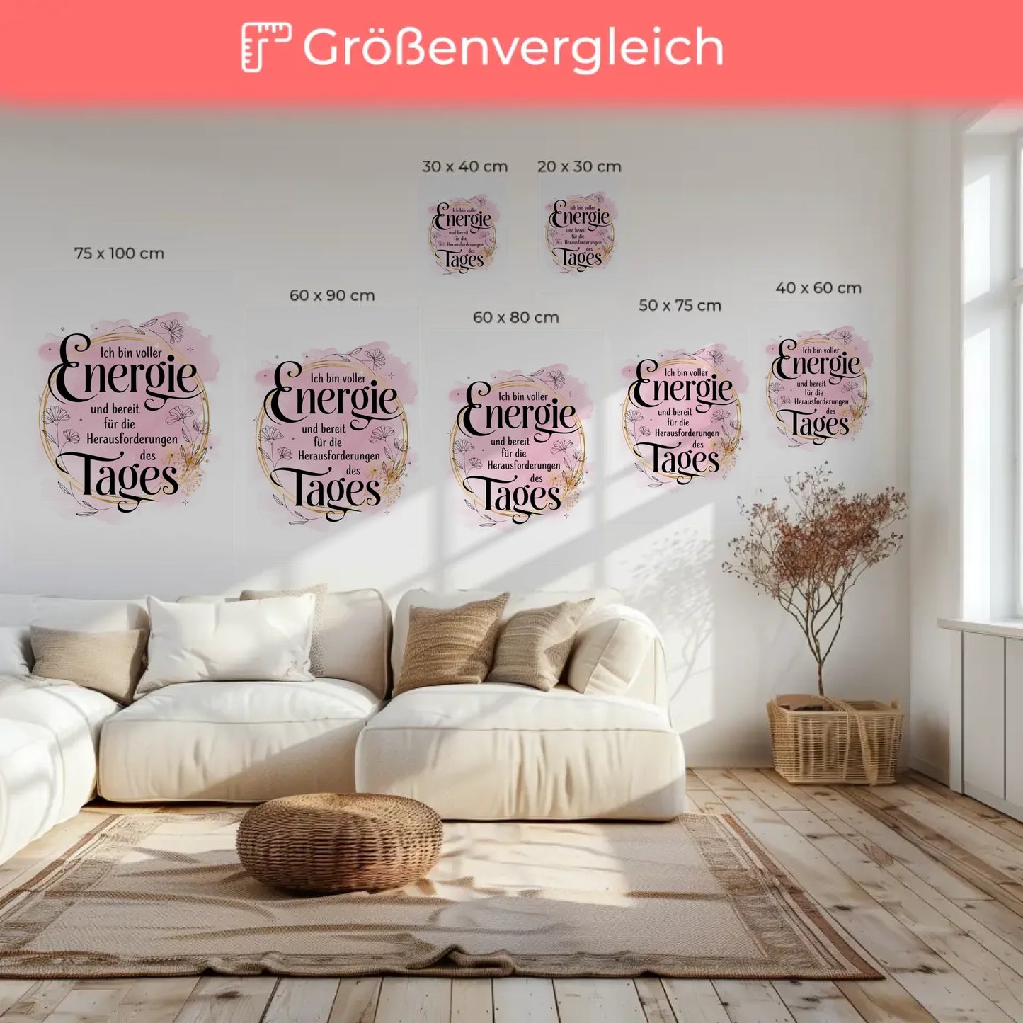 Spruch Leinwand Affirmation positiv voller Energie für den Tag