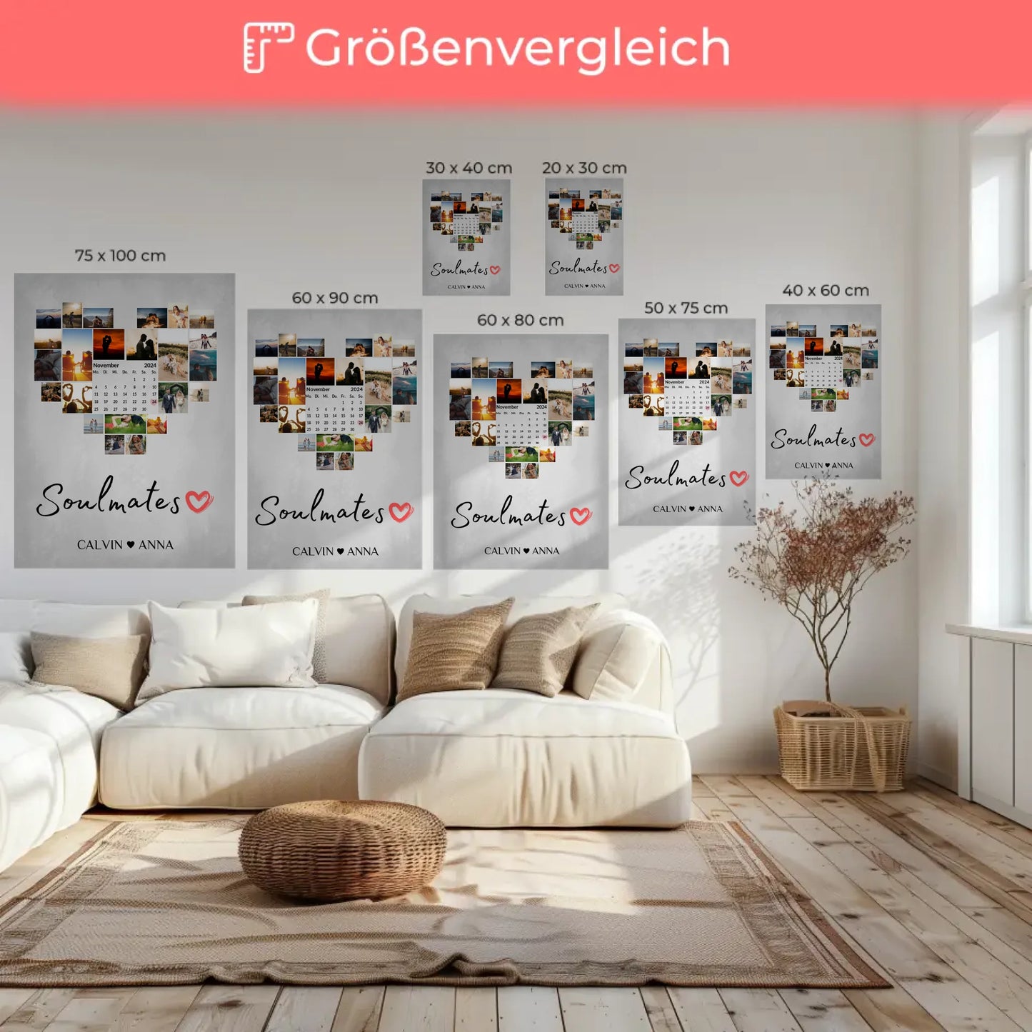 Paar Fotoleinwand Fotocollage für Soulmates personalisiert