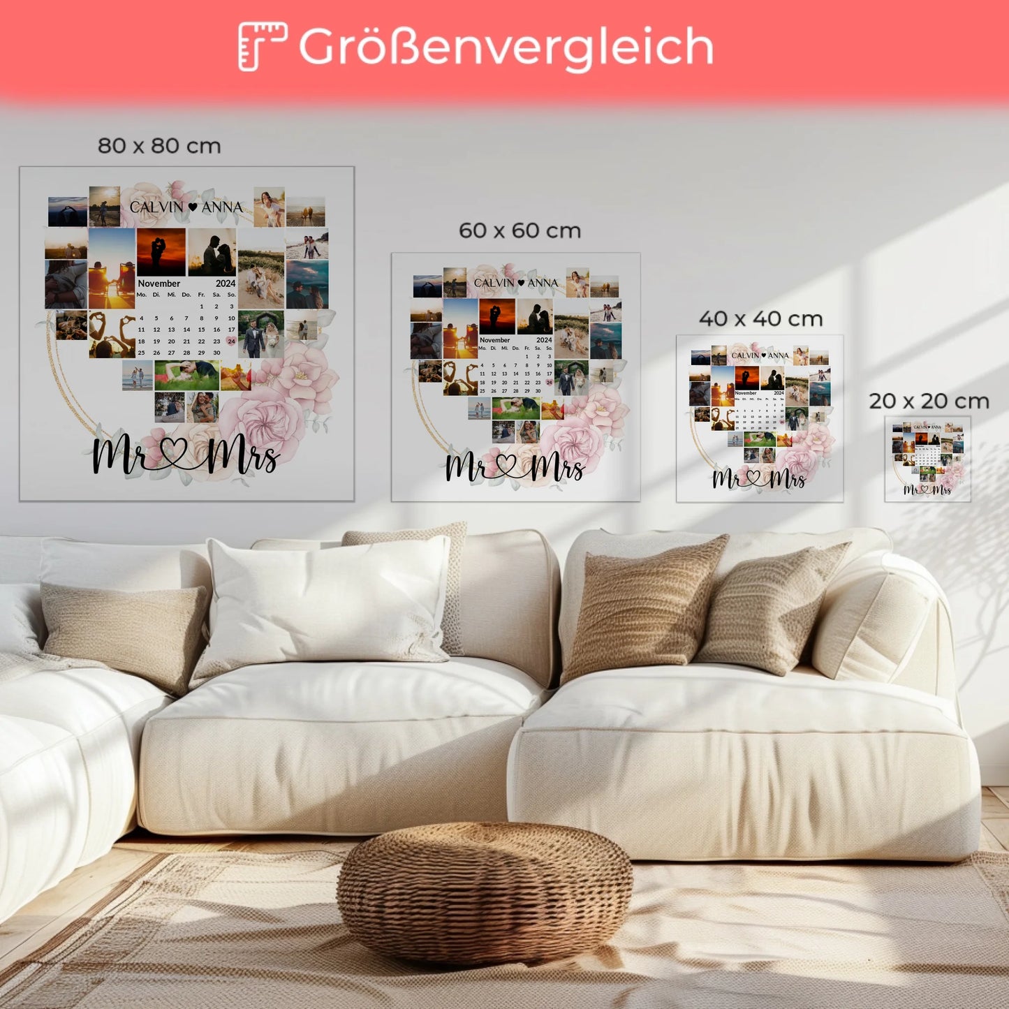 Leinwand Für Paare Fotocollage Mr & Mrs Persönliches Geschenk