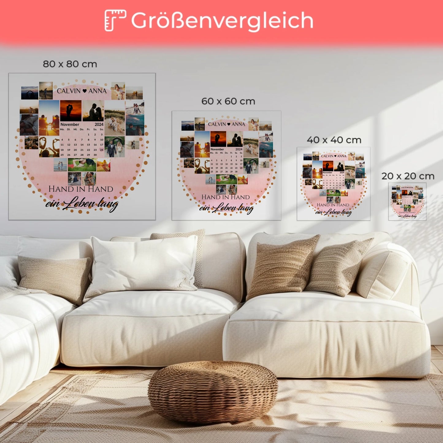 Personalisierte Fotoleinwand Paare Hand In Hand Ein Leben Lang