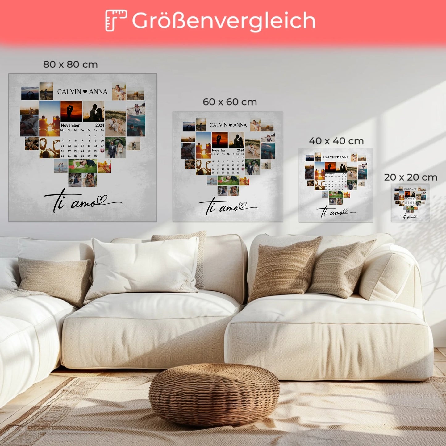 Fotoleinwand Für Paare Fotocollage Ti Amo Persönliches Geschenk