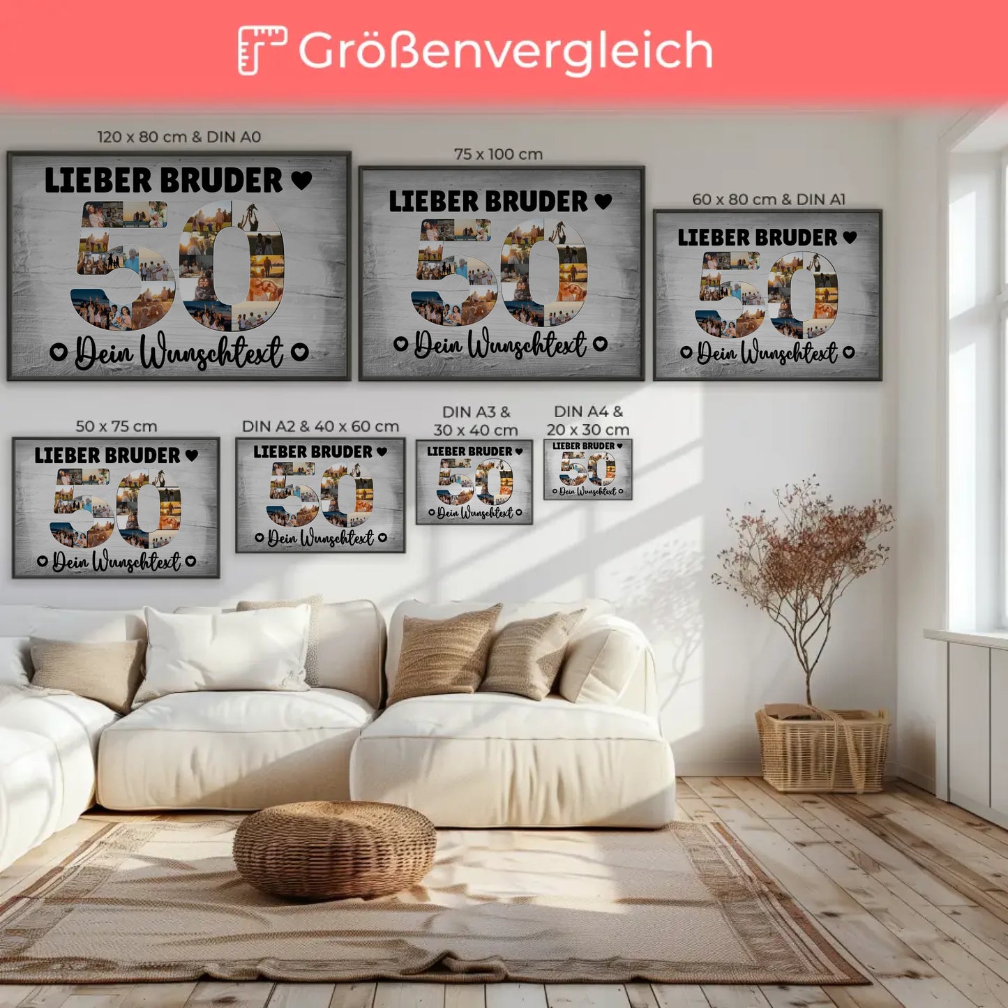 Personalisiertes Poster Wunschtext 50 Geburtstag Bruder