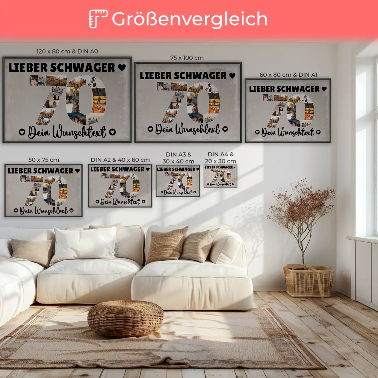 Personalisiertes Poster Wunschtext 70 Geburtstag Schwager