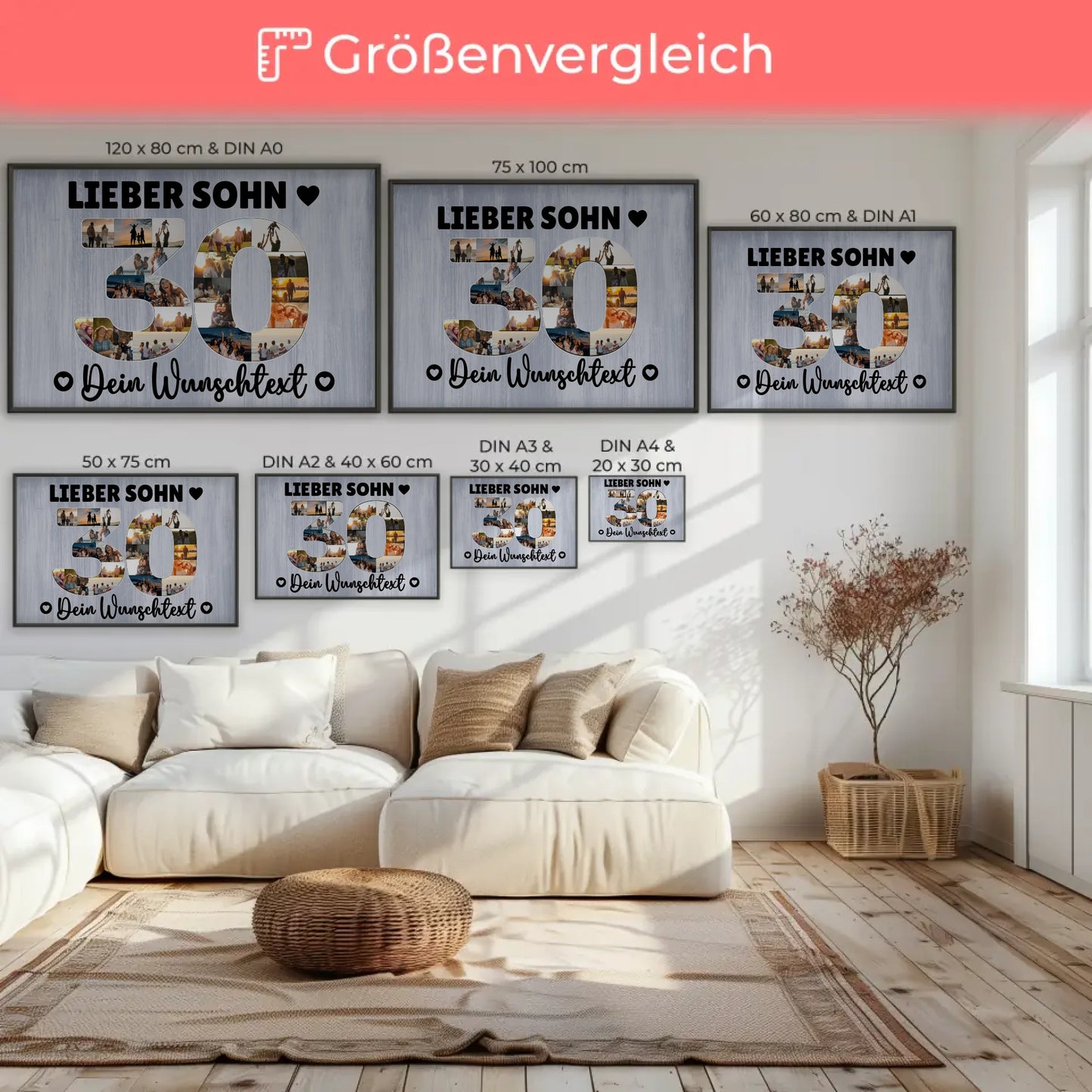 Personalisiertes Poster Wunschtext 30 Geburtstag Sohn Geschenk