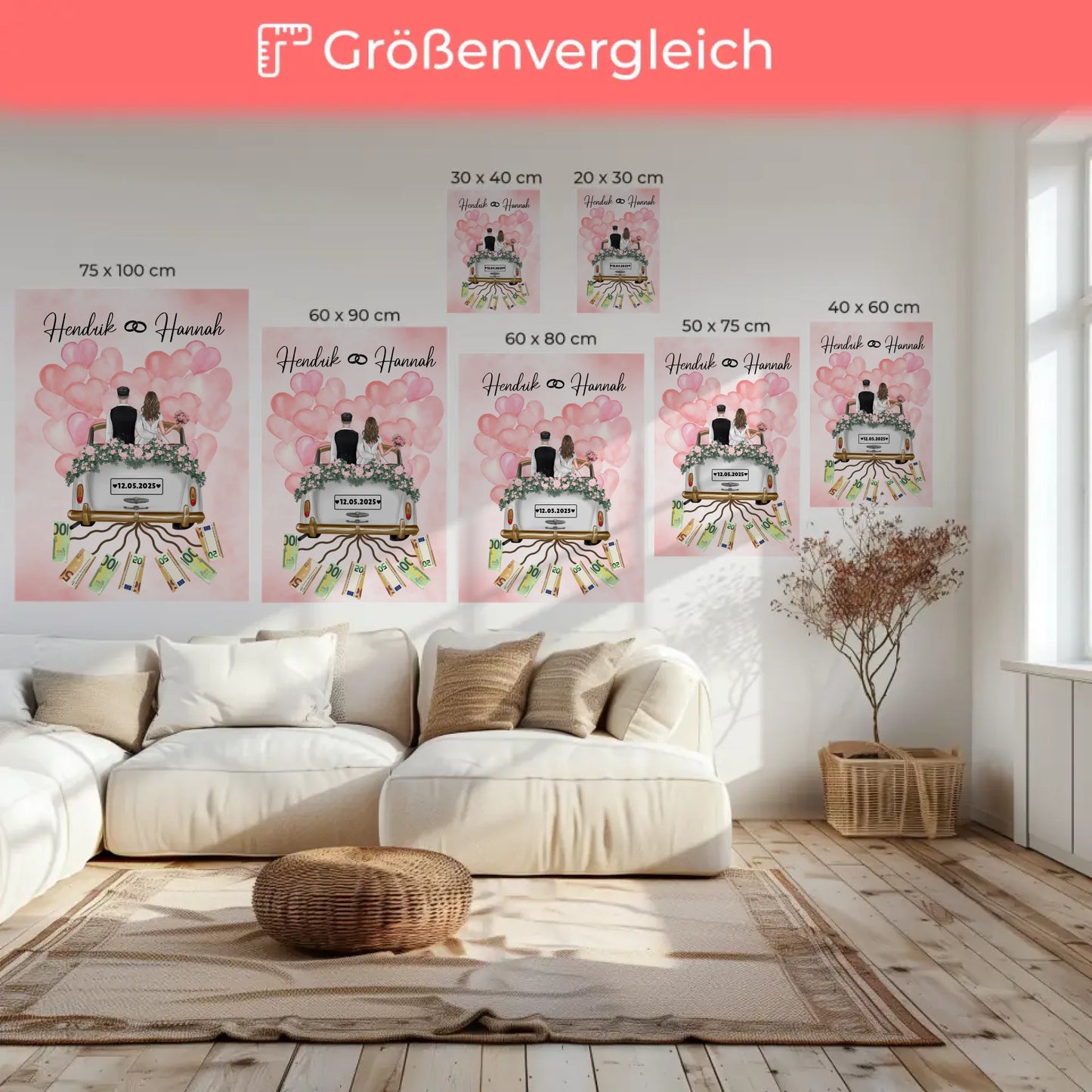 Personalisierte Leinwand als Geldgeschenk für die Hochzeit gestalten