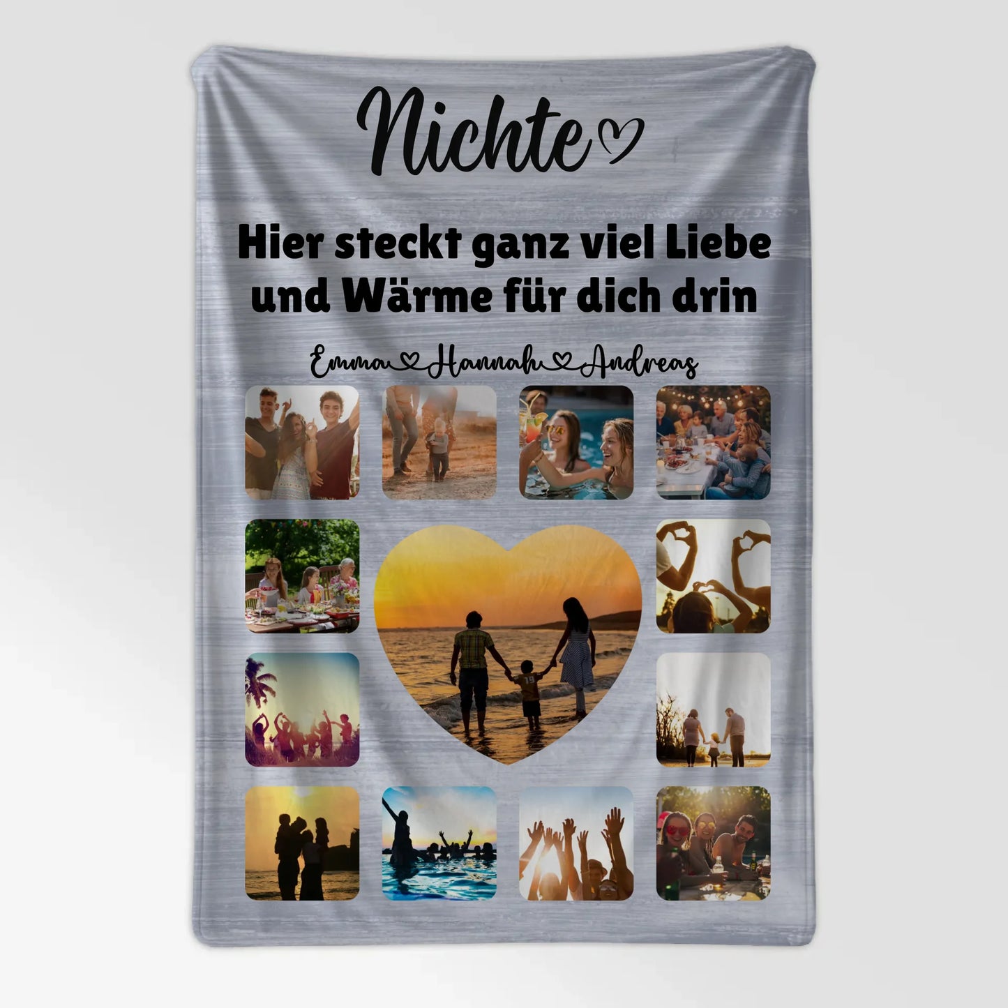 Personalisierte Kuscheldecke Nichte Fotocollage mit Schoenem Spruch
