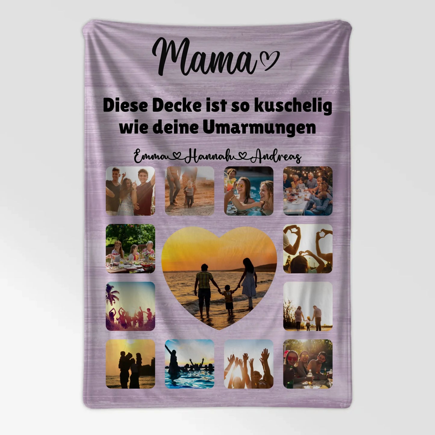 Fotodecke Mama Fotocollage mit Schönem Spruch Unikat
