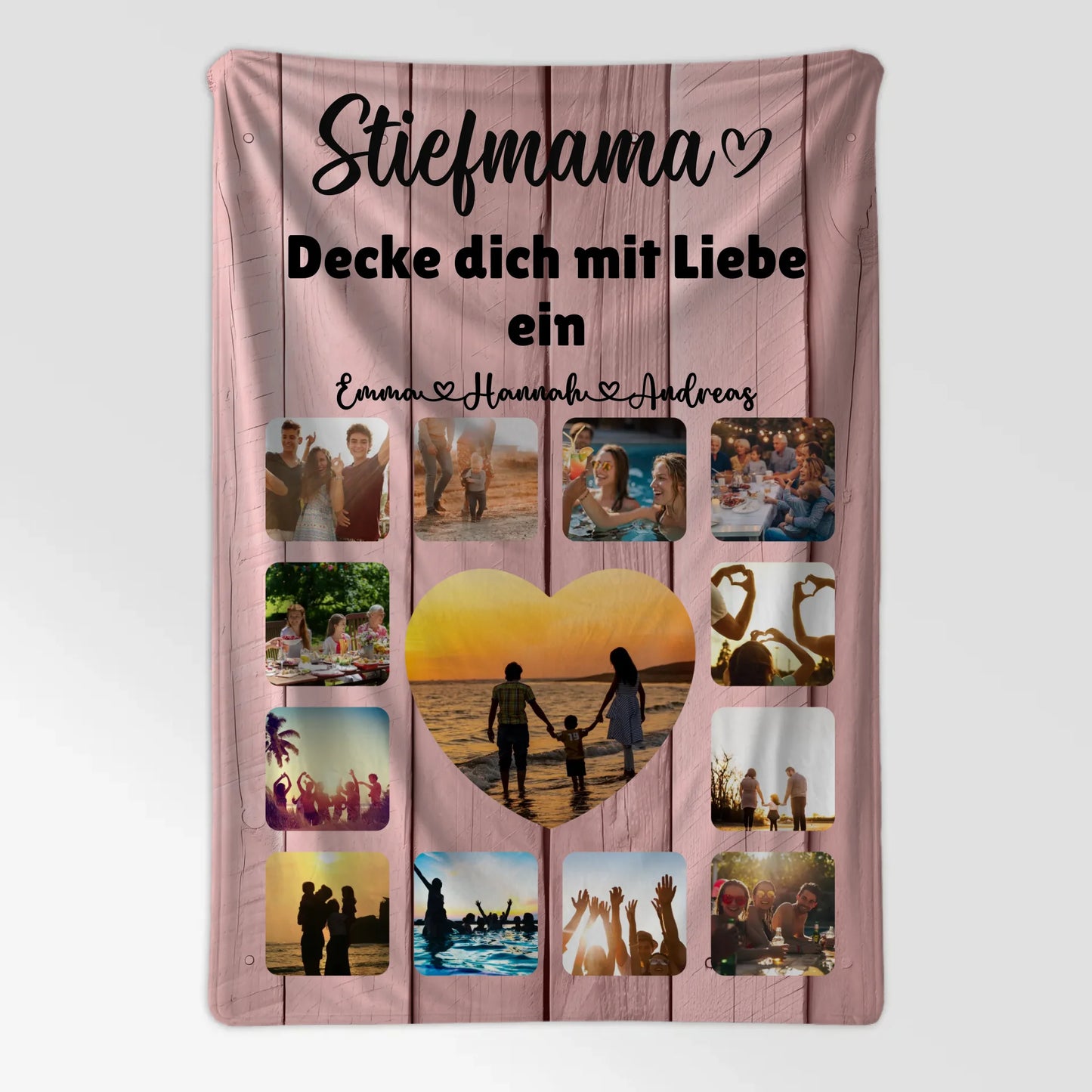 Kuscheldecke Foto Stiefmama Fotocollage mit Schoenem Spruch