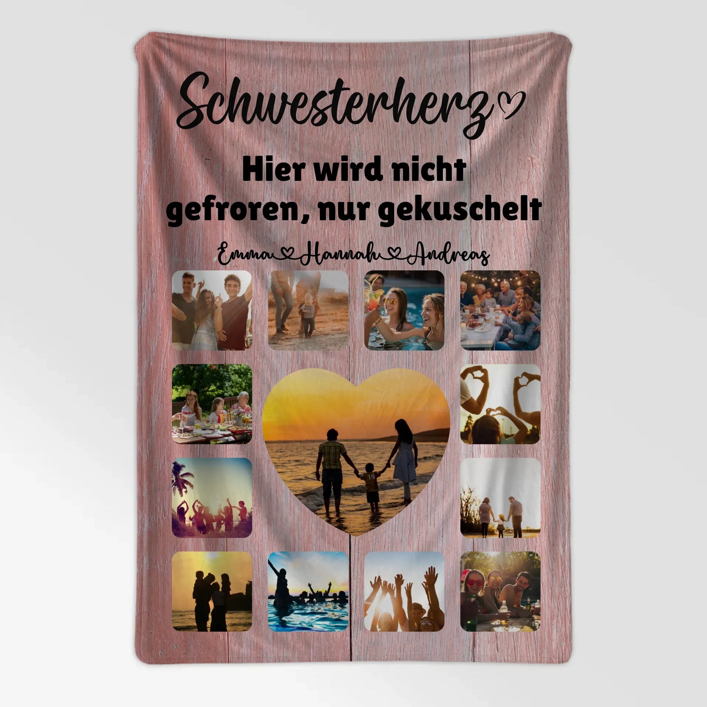 Foto Auf Kuscheldecke Schwesterherz Fotocollage mit Schoenem Spruch
