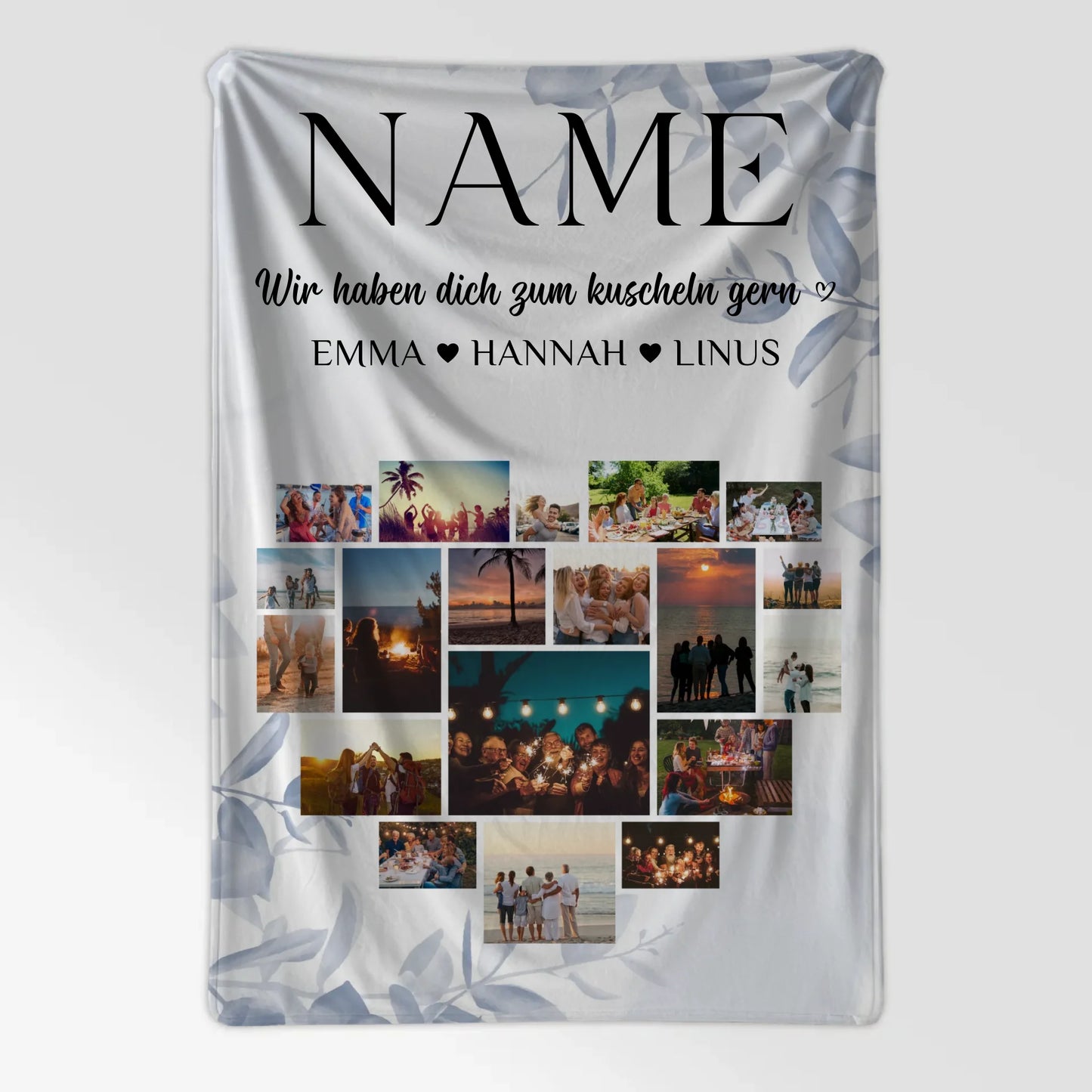 Kuscheldecke Mit Foto fuer Schwester Wunschname Fotocollage