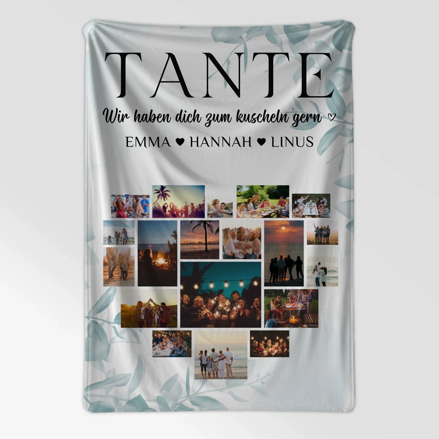 Foto Auf Decke Personalisiert Tante Fotocollage Herzfoto