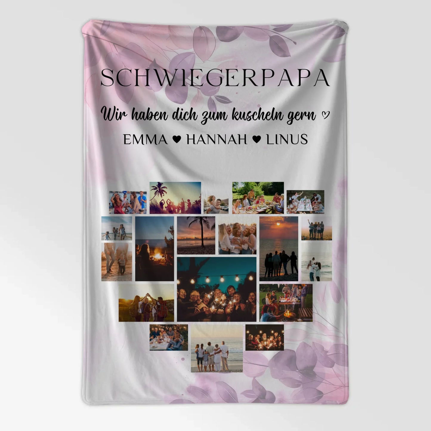 Decke Personalisiert Fotocollage Herzfoto Schwiegerpapa