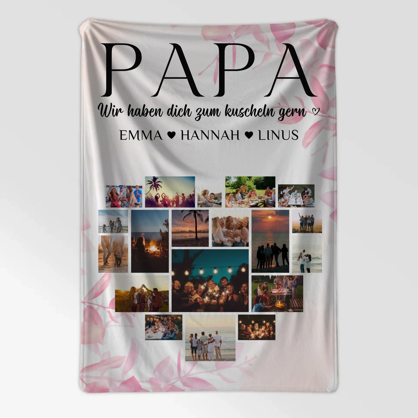 Foto Auf Decke Personalisiert Papa Fotocollage Herzfoto