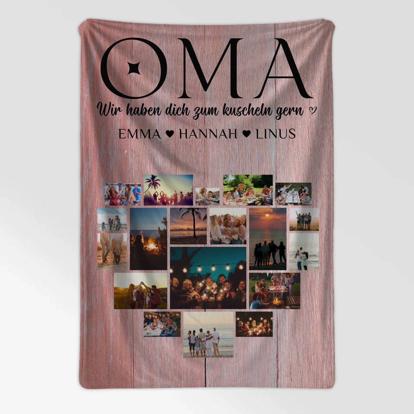 Personalisierte Decke Oma Fotocollage Herzfoto Oma