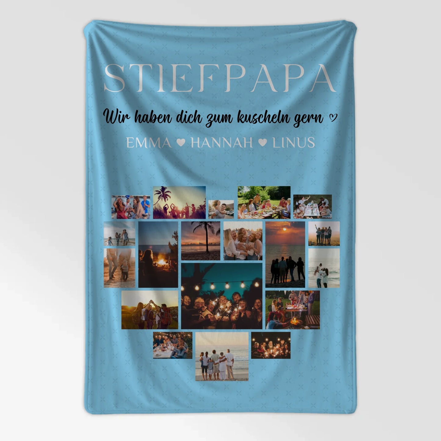 Personalisierte Kuscheldecke Stiefpapa Fotocollage Zum Kuscheln gern
