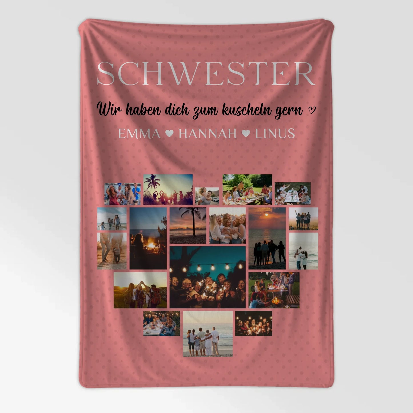 Personalisierte Kuscheldecke Schwester Fotocollage Zum Kuscheln gern