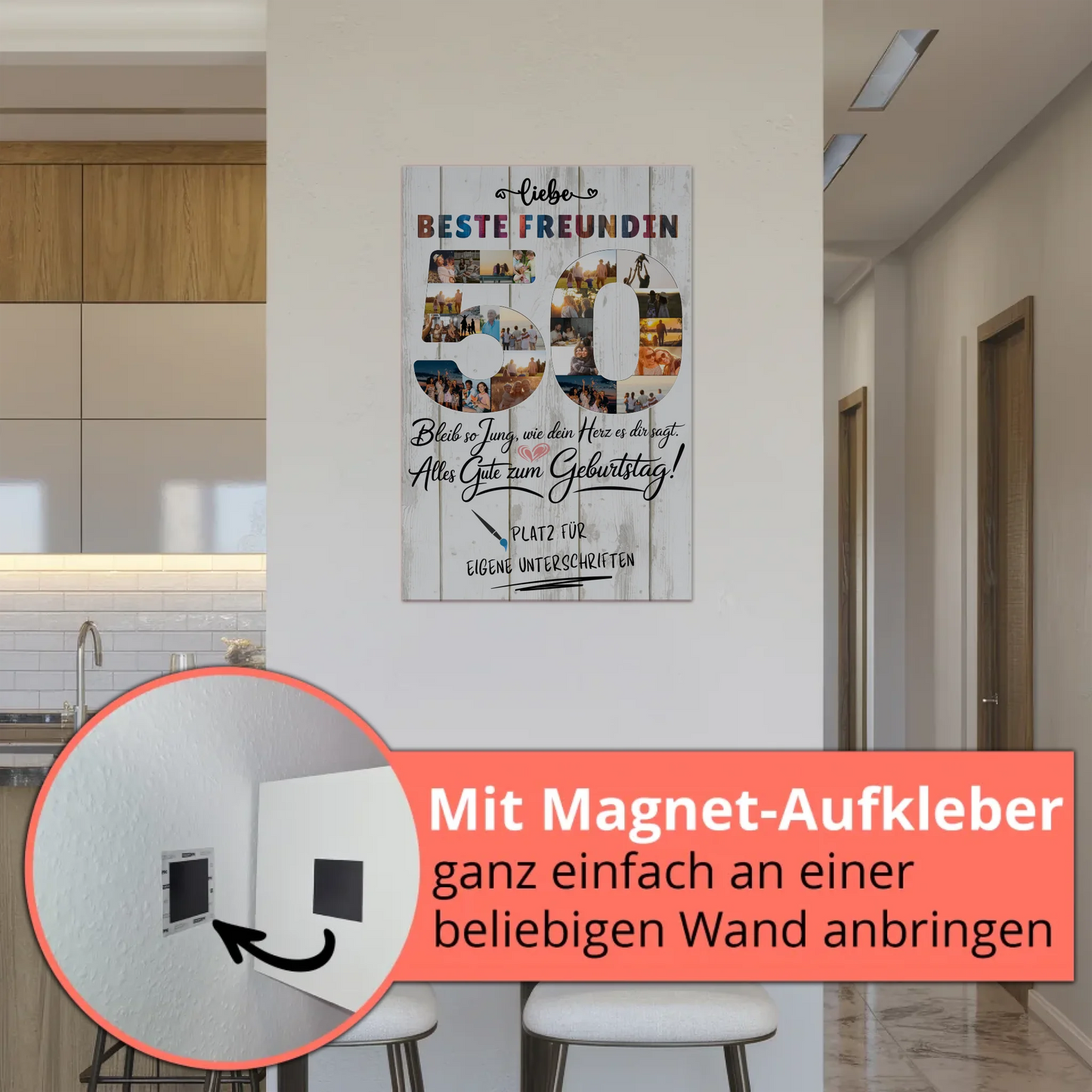 Fotoboard Magnet Poster mit Unterschriften Beste Freundin 50 Geburtstag Fotos