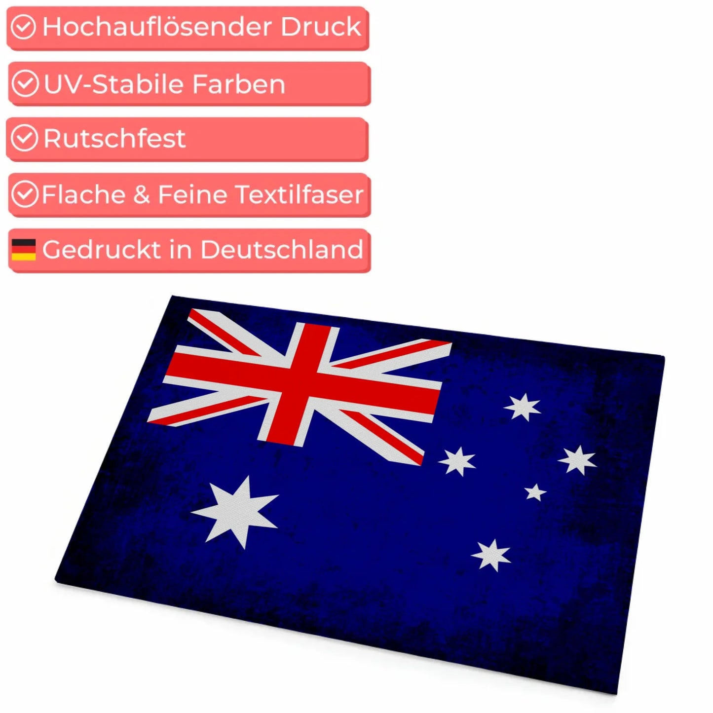 Personalisierte Fußmatte Australien mit Länderflagge und Wunschtext
