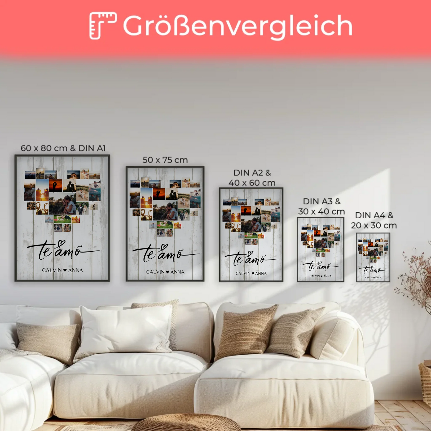 Liebes Poster Fotocollage Te Amo personalisierte Geschenke