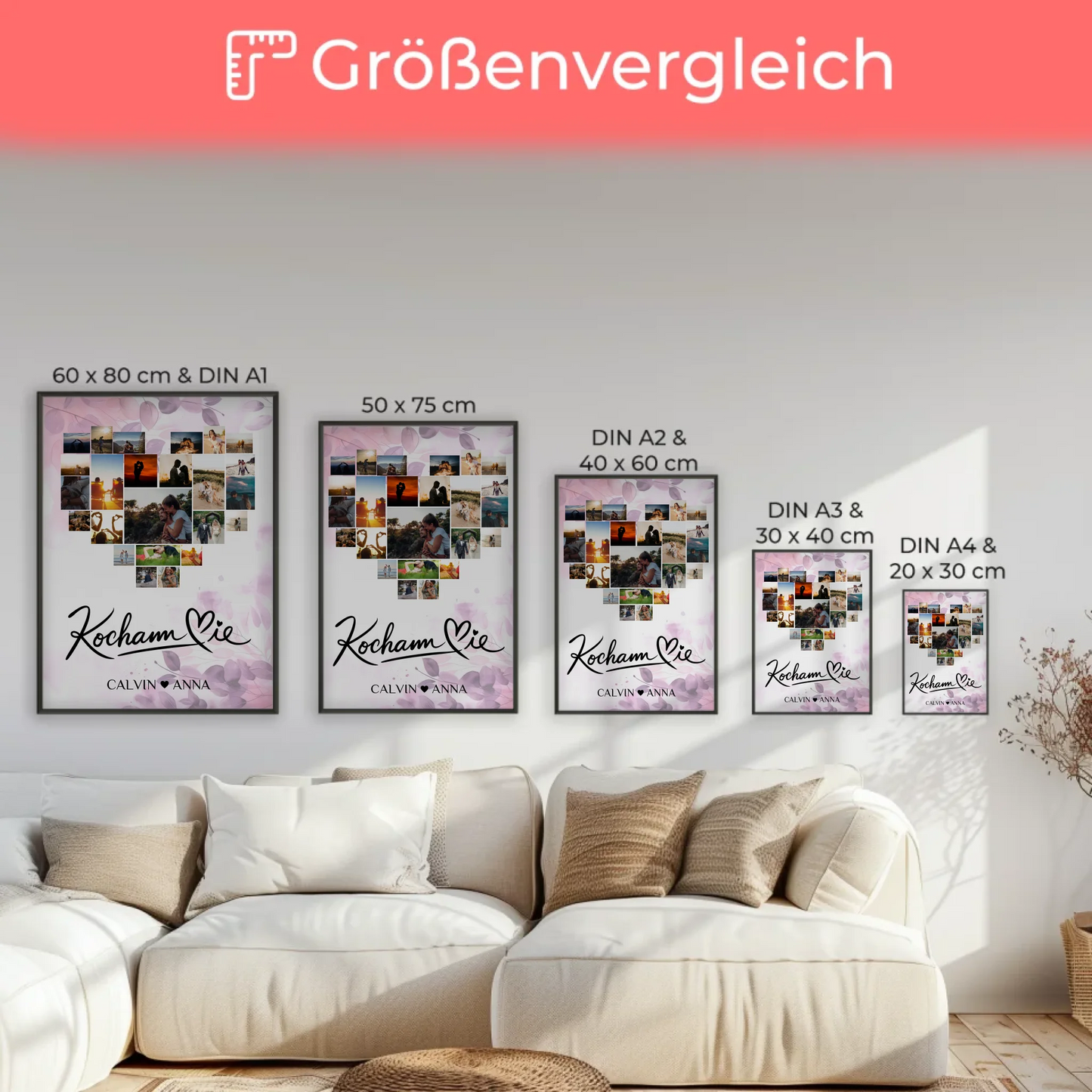 Poster Liebe Fotocollage Kocham Cie personalisierte Geschenke