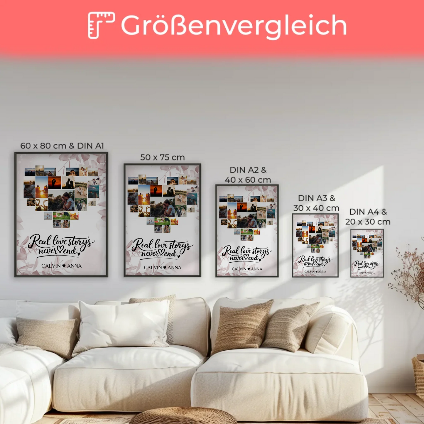 Personalisiertes Poster Liebe Fotocollage Real Love Storys