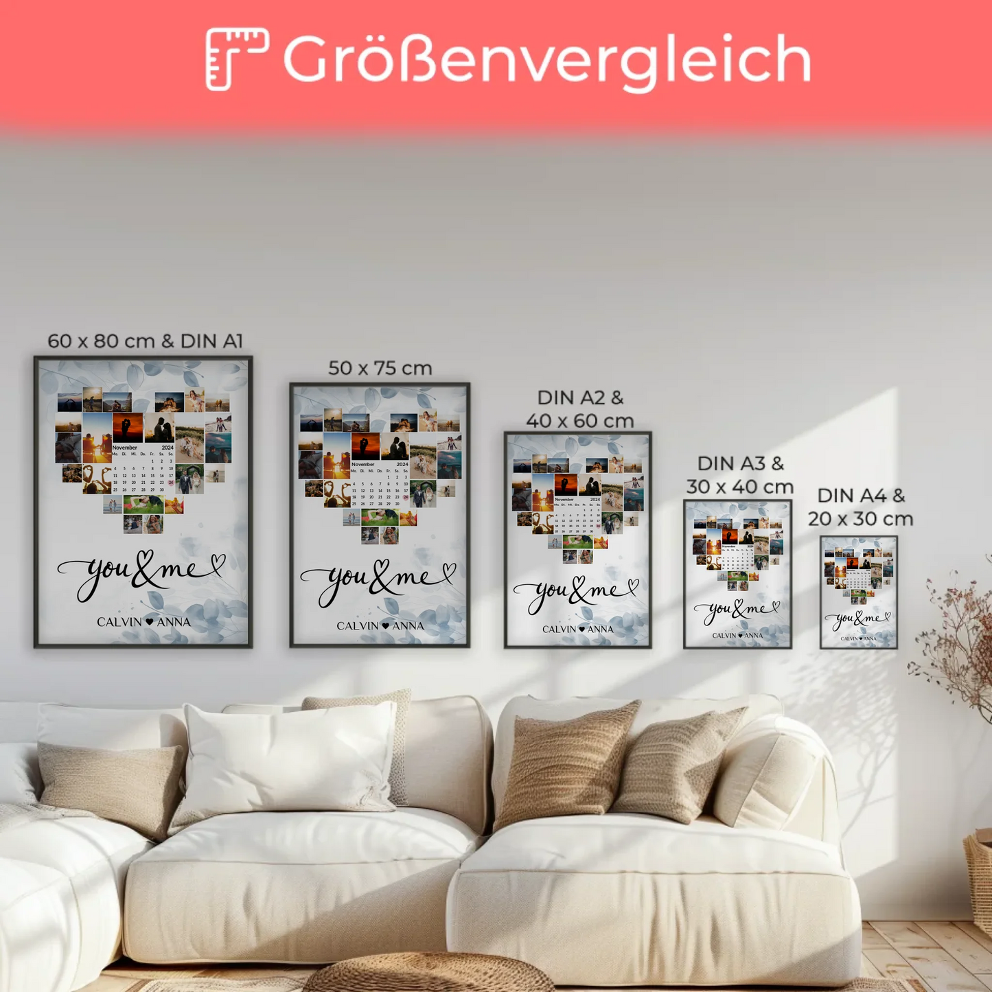 Valentinstag Poster Fotocollage You & Me als persönliches Geschenk