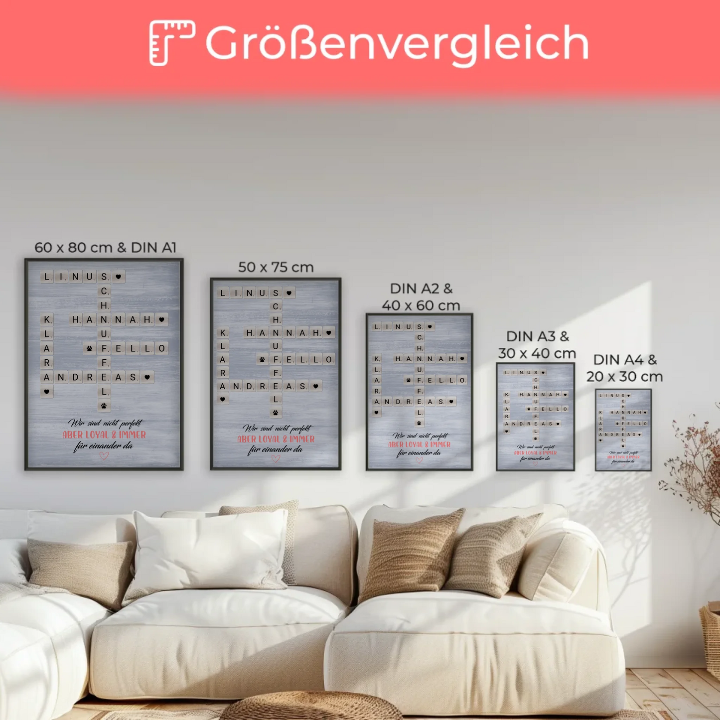 Personalisiertes Poster Familie Loyal Kreuzworträtsel Namen Wunschtext