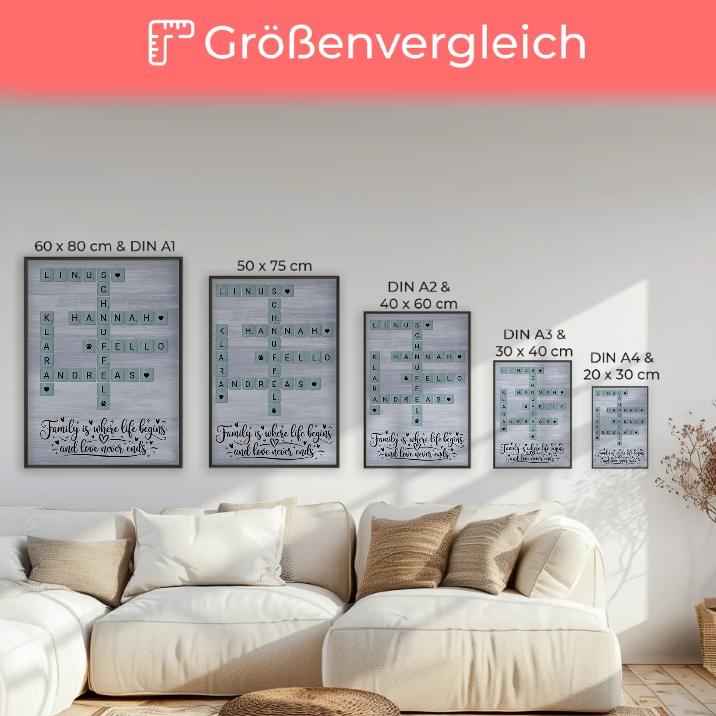 Personalisiertes Poster Familie Family is Kreuzworträtsel Namen