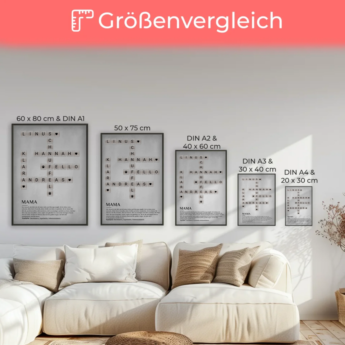 Personalisiertes Poster Definition Mama Kreuzworträtsel Geschenk