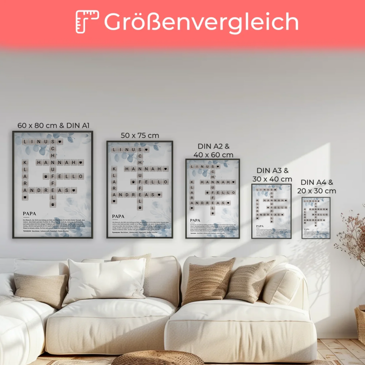 Personalisiertes Poster mit Definition Papa Kreuzworträtsel