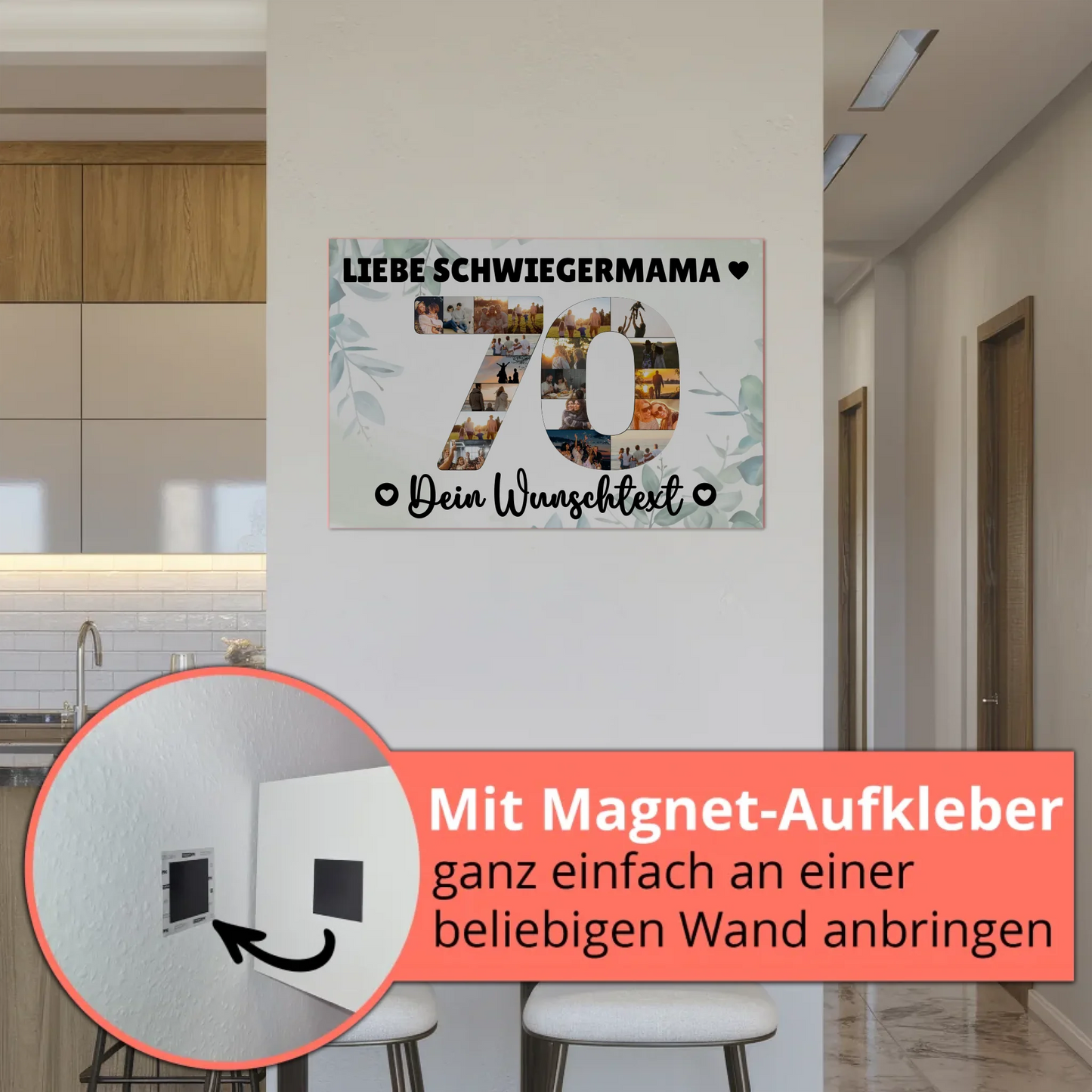 Fotoboard Poster magnetisch mit Wunschtext 70 Geburtstag Schwiegermama