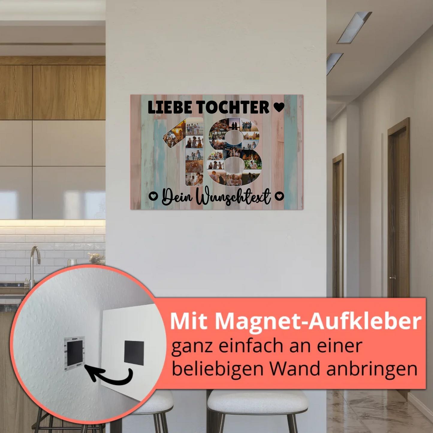 Magnet Wandbild mit Unterschriften 18 Geburtstag Tochter